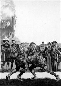 The Day Two Kings Wrestled Each Other art by Ron Embleton