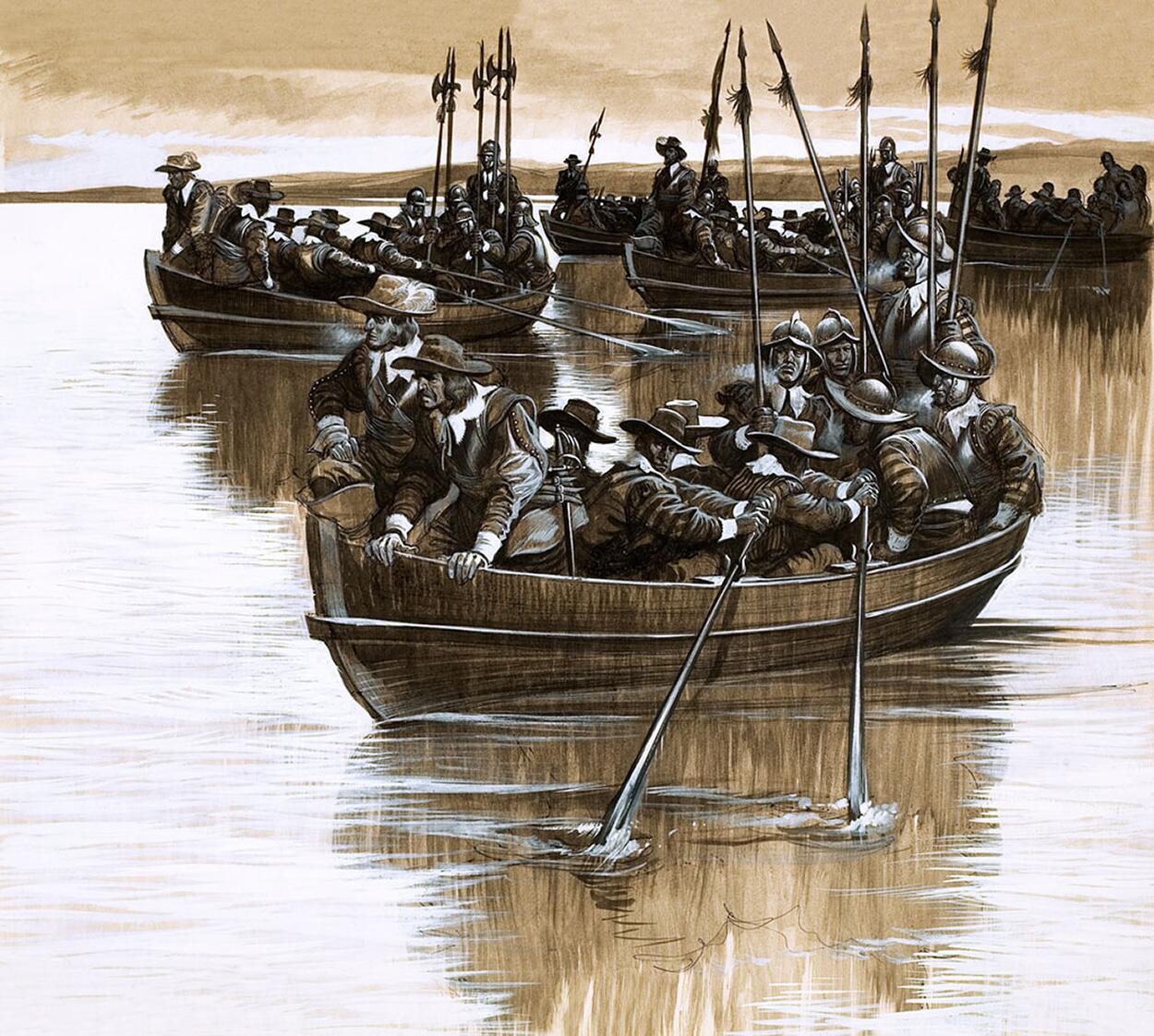Cromwell Crosses The River Severn art by Ron Embleton