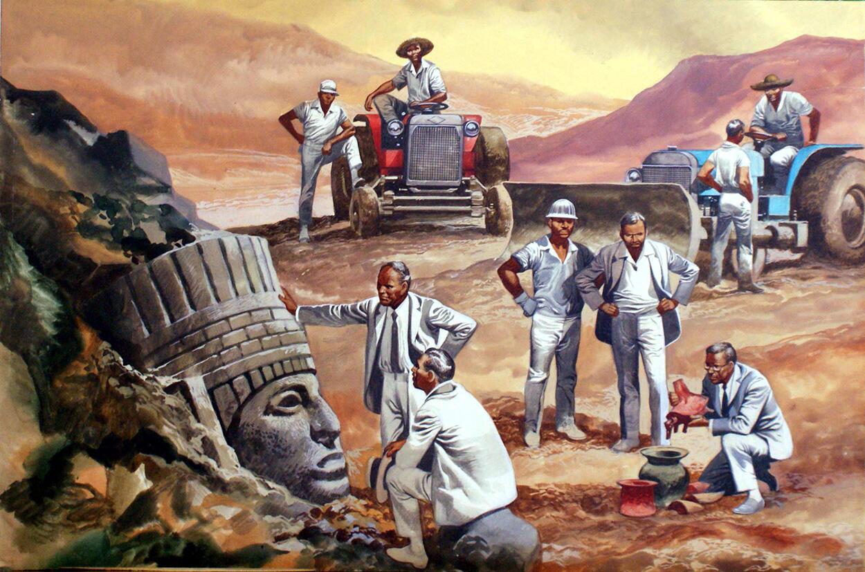 Excavations in Mexico art by Ron Embleton