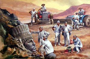 Excavations in Mexico art by Ron Embleton