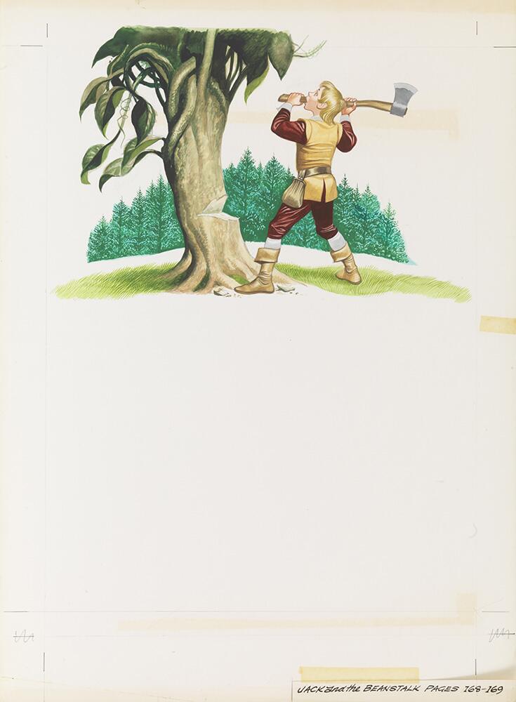 Jack and the Beanstalk - Chopping the Beanstalk art by Ron Embleton