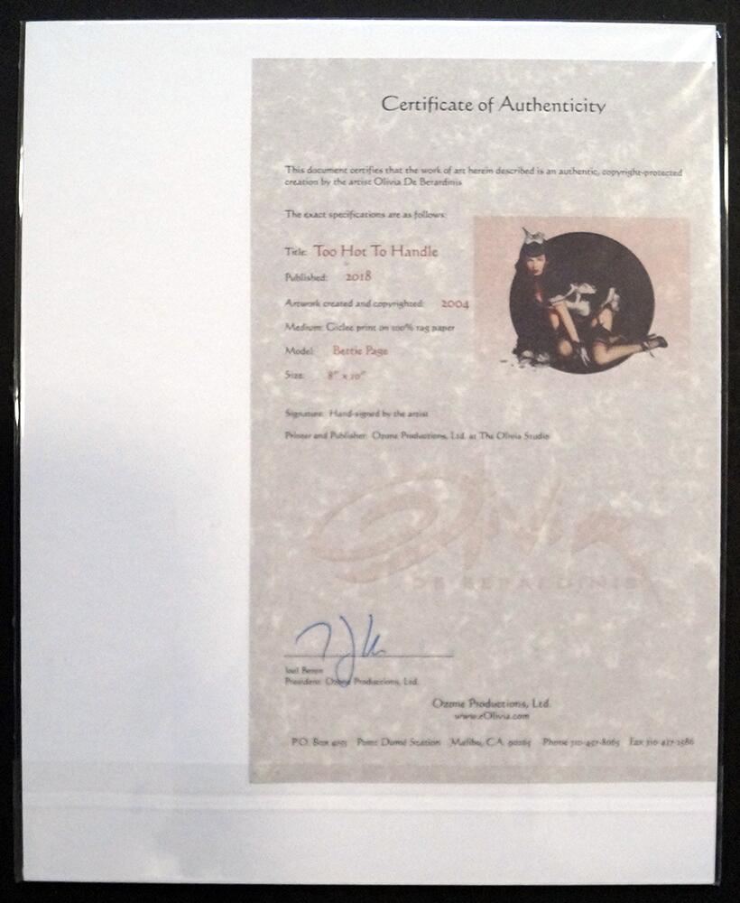 Certificate of authenticity art by Olivia (de Berardinis)