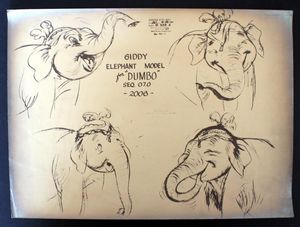 Disney Ozalid: Dumbo Giddy Elephant art by Hawley Pratt