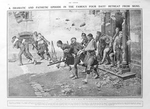 Four Days' Retreat From Mons (original page from The Sphere 1914) art by Fortunino Matania