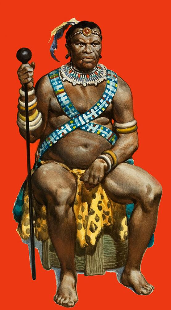 Chief Dingaan of the Zulus art by James E McConnell