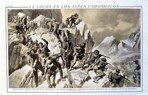The Carnic Alps (Spanish Version) (original page from La Espera c.1915) art by Fortunino Matania