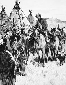 George Peabody and the Indians art by Colin Merrett