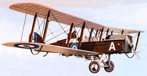 Early Days of the R.A.F.- the  DH9A light bomber art by John Keay
