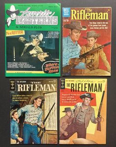 3 signed Issues of The Rifleman & Favorite Westerns #19 (also signed)