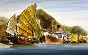 Hong Kong Shipping art by James Leech