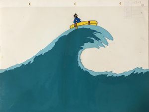 Captain Haddock on The Wave (after Hergé) art by Belvision Studios (after Hergé)