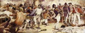 Nelson shot at the Battle of Trafalgar art by Neville Dear