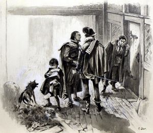 Tax Collectors Vainly Looking for William Shakespeare art by Neville Dear