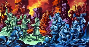 The Secret Of The Trolls - Party art by Ron Embleton