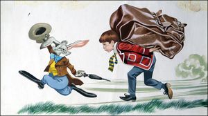 School Boy vs Hare (TWO pieces of art) art by Ron Embleton