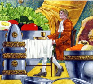 Gulliver's Travels: Voyage to Brobdingnag - Dining art by Richard Hook