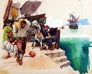 The Pirate Base art by Peter Jackson