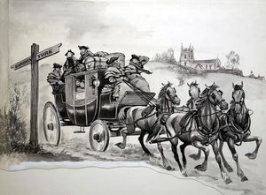The London to York Stagecoach art by Peter Jackson