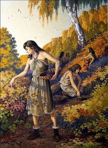 Cro Magnon Women Gathering Food art by Bernard Long