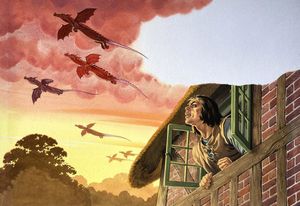 Dragons fill the Sky art by Bernard Long