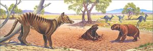 Pleistocene Outback Australia art by Bernard Long