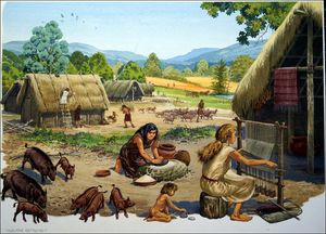 Neolithic Settlement art by Bernard Long