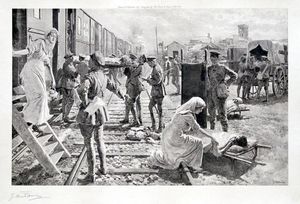 Taking The Wounded Aboard A British Ambulance Train (Artist's Proof) art by Fortunino Matania