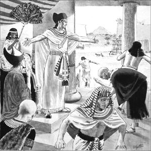 Pharaoh's Cruel Plan art by Clive Uptton