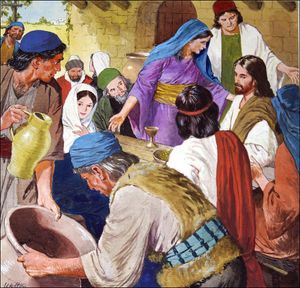 Jesus Turns Water Into Wine art by Clive Uptton