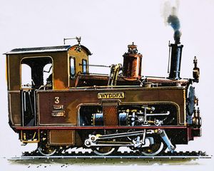 Locomotive of the Snowdon Mountain Railway art by John S Smith
