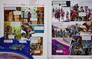 Charge The Energy Beam! From 'The Return of The Skorpiads' (TWO pages) art by Gerry Wood