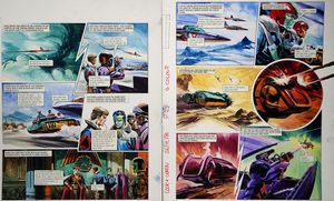 Missile Attack from 'The Metal Monster' (TWO pages) art by Gerry Wood