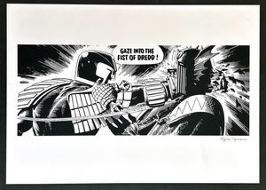 Judge Dredd art by Brian Bolland
