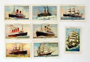 Cigarette Cards: Famous British Ships (8 cards)
