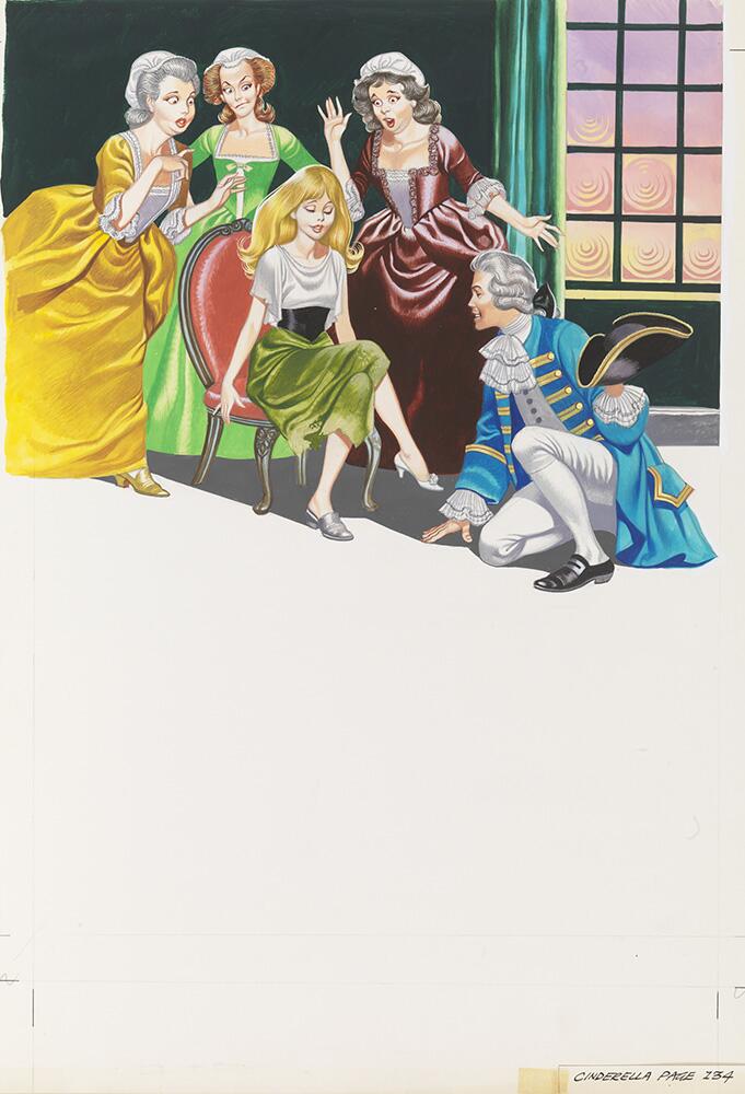 Cinderella Tries on the Glass Slipper art by Ron Embleton