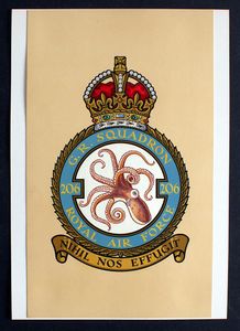 R.A.F. Badge: G. R. Squadron 206 art by 20th Century unidentified artist