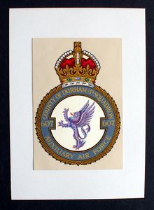 R.A.F. Badge: County of Durham (F) Squadron 607 art by 20th Century unidentified artist