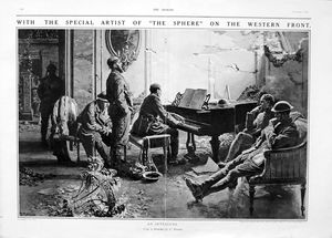 An Interlude (original page from The Sphere 1917) art by Fortunino Matania