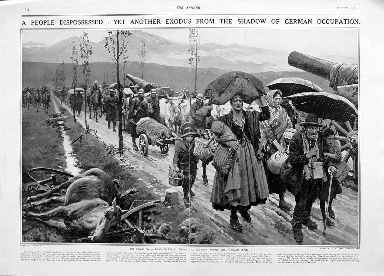 Exodus (original page from The Sphere 1917) art by Fortunino Matania