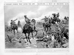 A Cavalry Charge (original page from The Sphere 1918) art by Fortunino Matania