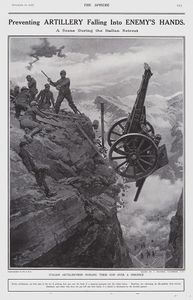 Italian Artillerymen in 1917 (original page from The Sphere 1917) art by Fortunino Matania