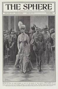 The King and Queen at St Paul's (original cover page from The Sphere 1918) art by Fortunino Matania
