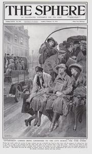 The Tube Strike in London (original cover page from The Sphere 1919) art by Fortunino Matania