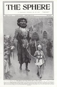 The Giant at the Lord Mayor's Show (original cover page from The Sphere 1913) art by Fortunino Matan
