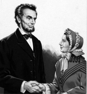 Abraham Lincoln meets Harriet Beecher Stowe art by John Keay
