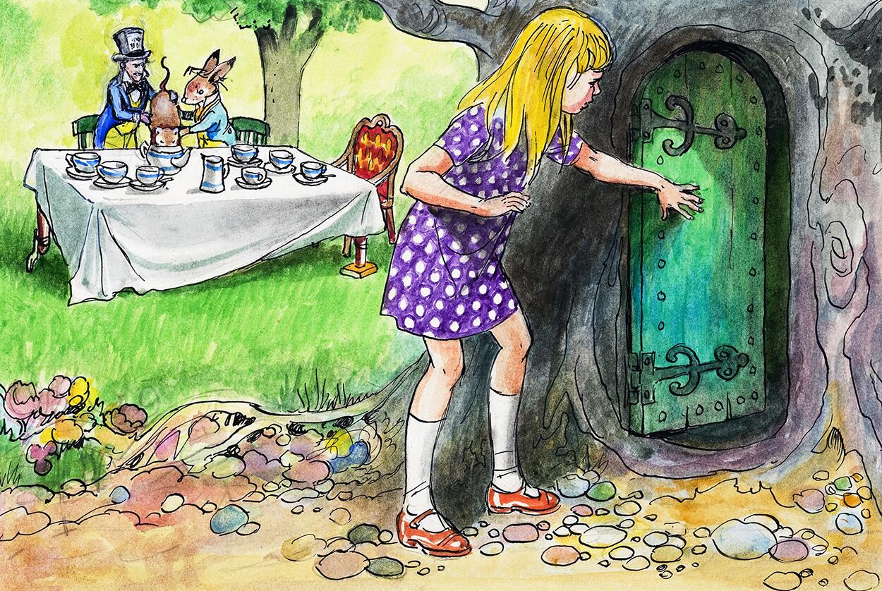The Door in the Treetrunk: Alice in Wonderland 46 art by Philip Mendoza