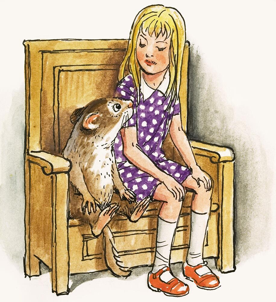 Alice sits with the Dormouse: Alice in Wonderland 65 art by Philip