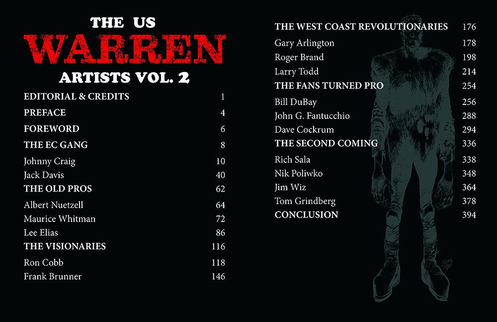 Contents, The US Warren Artists Vol. 2 (Illustrators Hardcover Special #21)