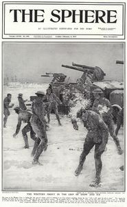 Western Front in the Grip of Snow and Ice in 1917 (original cover page from The Sphere) art by Fortu