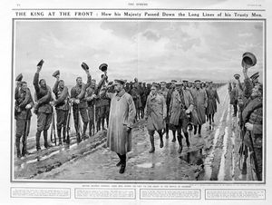 The King At The Front (original page from The Sphere 1914) art by Fortunino Matania